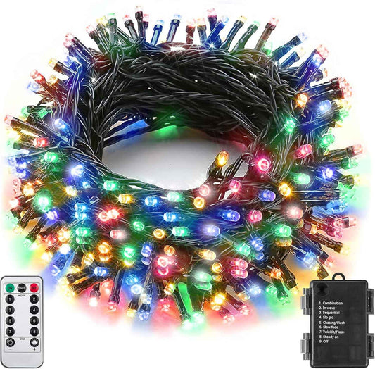 LUMIRESCO 33Ft 100 LED Battery String Lights – Flameless Twinkle Lights Safe for Bedroom and Around Curtains, Cool Running LEDs with Auto Timer