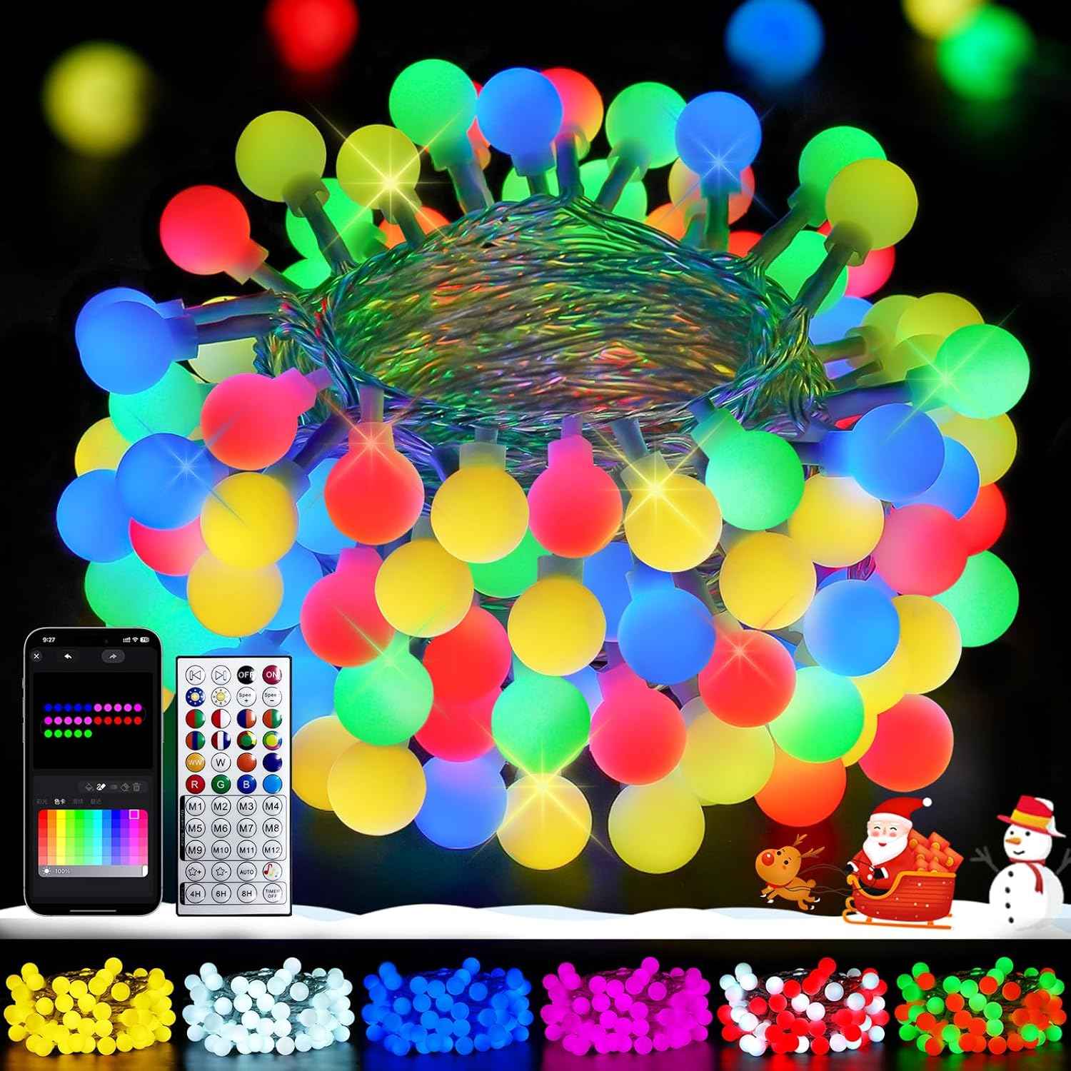 Lumify Home 46ft Waterproof Globe String Lights – Durable Patio and Garden Decor with App Control and IP44 Rating