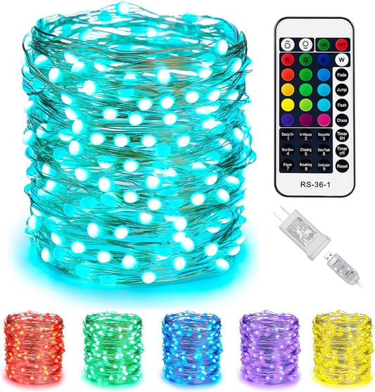 100 led string on 33 ft (also offered in 66 ft) silver-coated copper wire