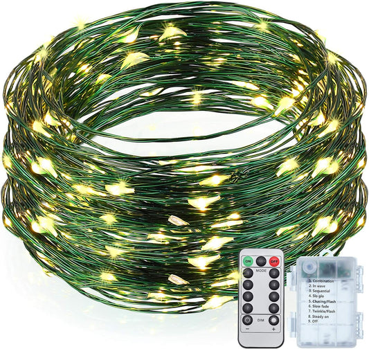 100 leds spaced 4 inches apart across 33 ft of thin green copper wire