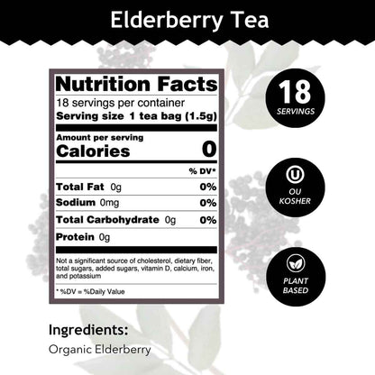 Buddha Teas Elderberry Tea Bags – Antioxidant-Rich Bedtime Brew for Cold & Flu Season Self-Care
