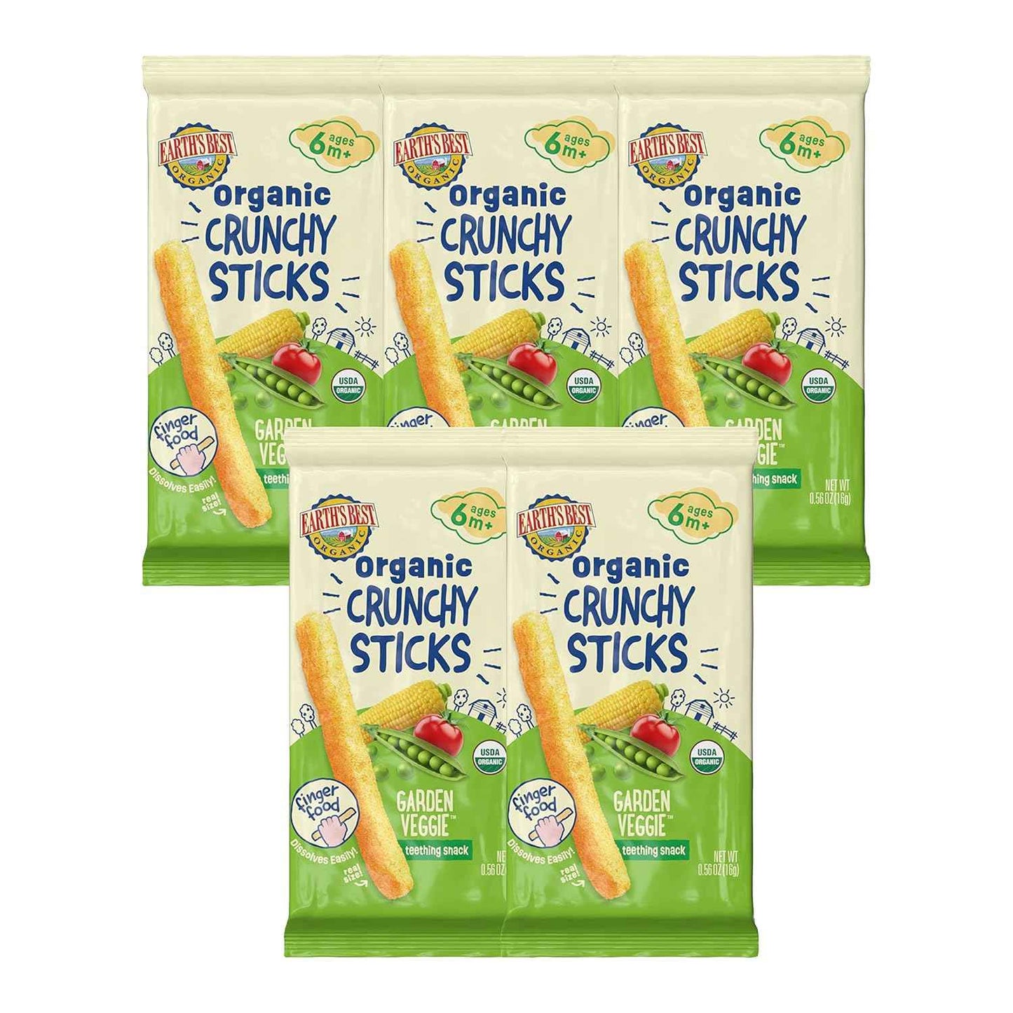 Earth's Best Dissolvable Baby Sticks – Gentle Organic Finger Food for Soothing Sore Gums 6+ Months