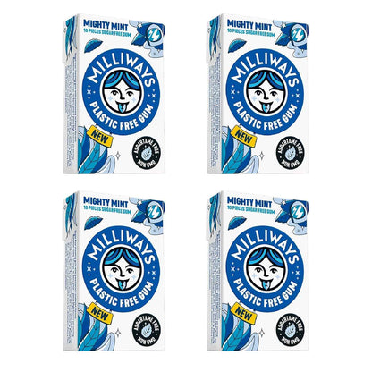 Milliways Mighty Mint | Plastic Free Gum for Mindful Self-Care Rituals, Xylitol Sugar-Free Chewing Gum