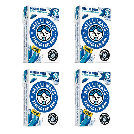 Milliways Mighty Mint | Plastic Free Gum for Mindful Self-Care Rituals, Xylitol Sugar-Free Chewing Gum