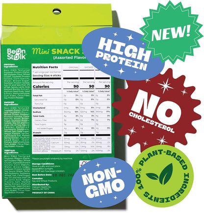 Bean Stalk Savory Vegan Mini Snack Sticks - Assorted Flavors - Thoughtful Plant-Based Gift for Vegan Friends and Family
