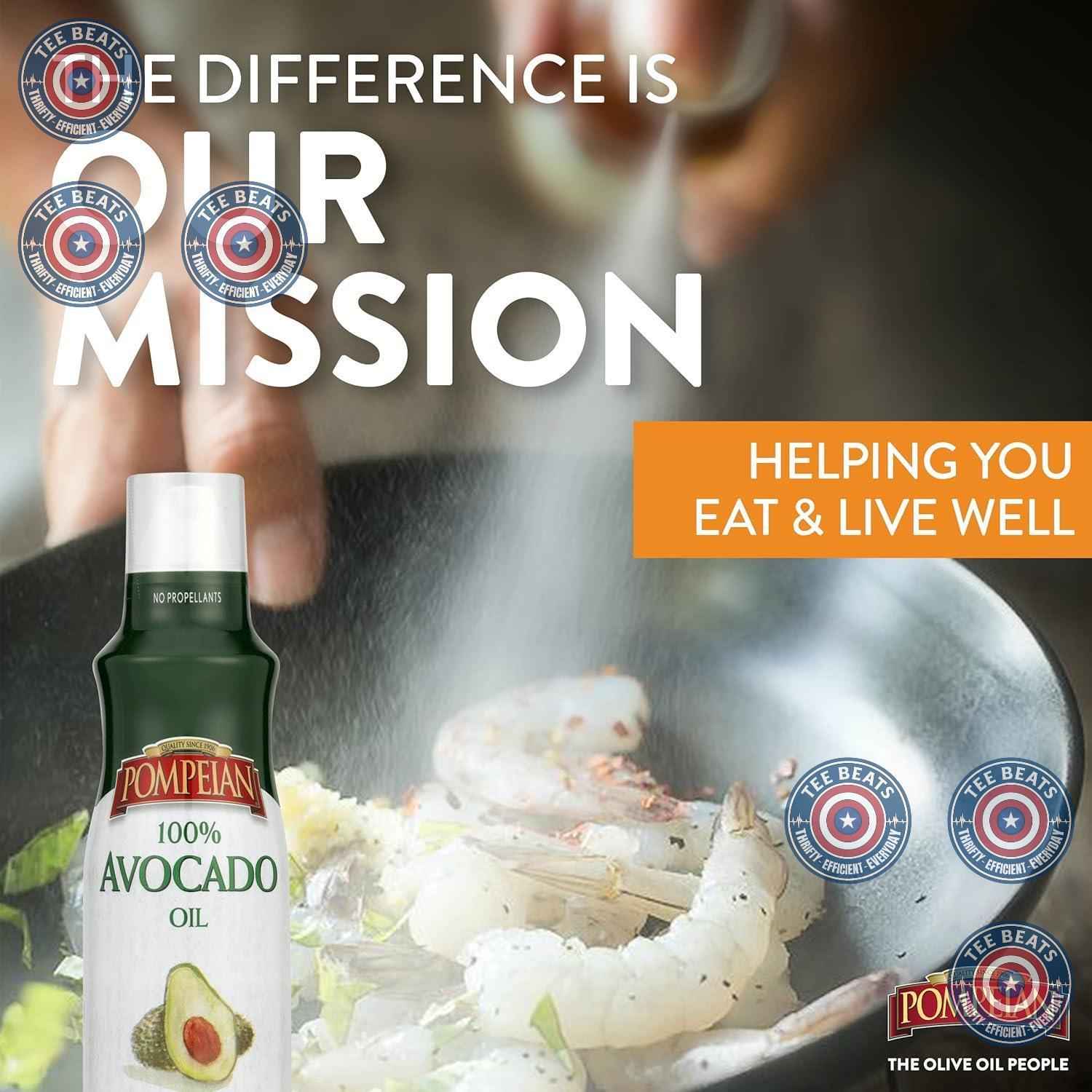 Pompeian Avocado Oil Cooking Spray – Single-Ingredient Pantry Essential for Clutter-Free Kitchens, No Additives