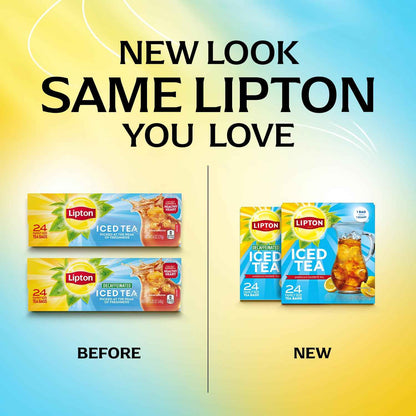 Lipton Unsweetened Iced Tea Bags – Zero Calorie Wellness Drink for Mindful Home Brewing, 24 Family Size Quart Bags