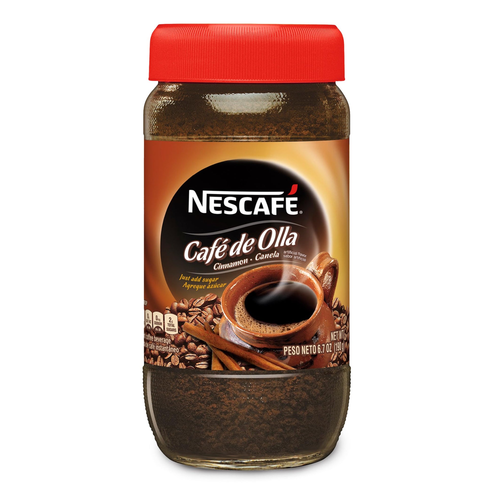 100% real coffee in instant powder form — dissolves in hot water with no brewing