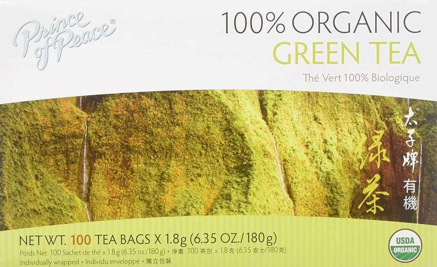 Prince of Peace Organic Green Tea, 100 Tea Bags – Steady Focus Brew for Home Office Desks and Remote Workspaces