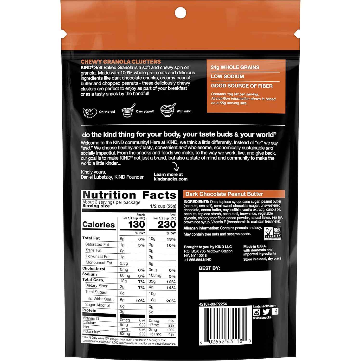 KIND Soft Baked Granola – Dark Chocolate Peanut Butter Desk Snack for Focused Home Office Energy, 5g Protein