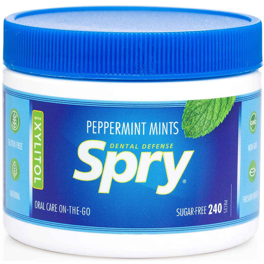 Spry Xylitol Berry Blast Mints Sugar Free Candy - Bedside Dry Mouth Relief for Nighttime Wellness Ritual, 45 Count