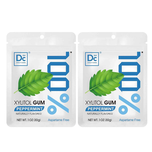 DC24 DAILY CARE 100% Xylitol Gum – Resealable Travel Pack Chewing Gum for Camping and Hiking