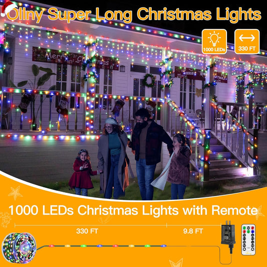 1000 led bulbs across 330 ft cord with 9.8 ft extension lead