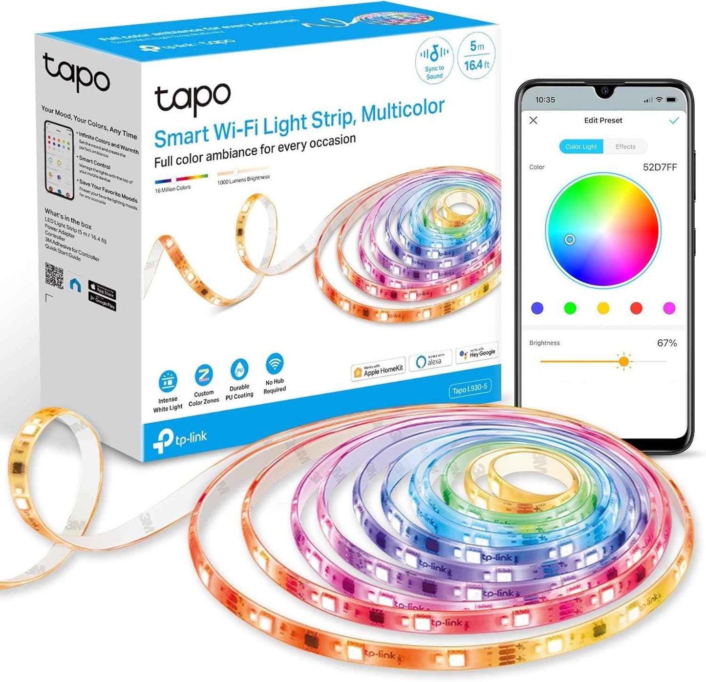 Tapo TP-Link Smart LED Strip – Focus-Boosting Home Office Backlighting with True White 1000 Lumens