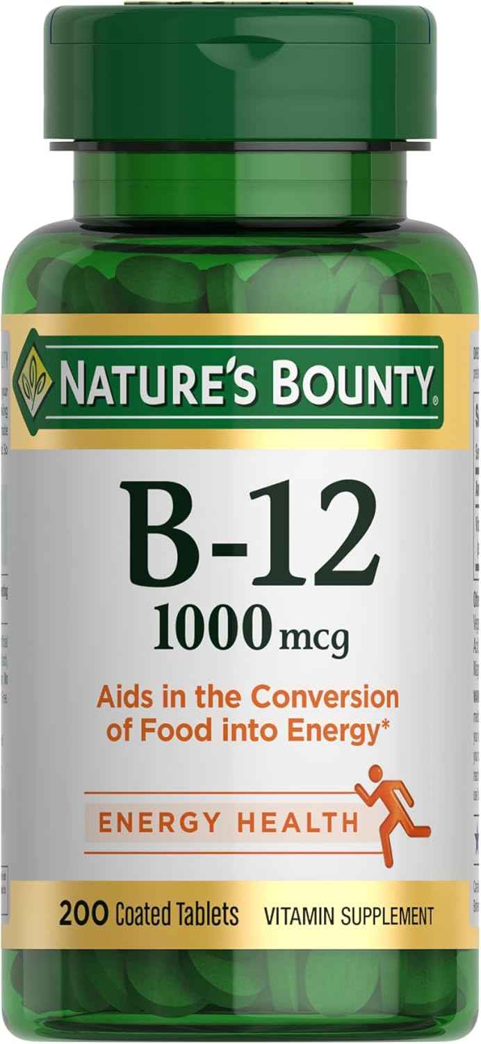 Nature's Bounty Vitamin B12 1000 mcg – Non-GMO Vegetarian Supplement for Clutter-Free Counters
