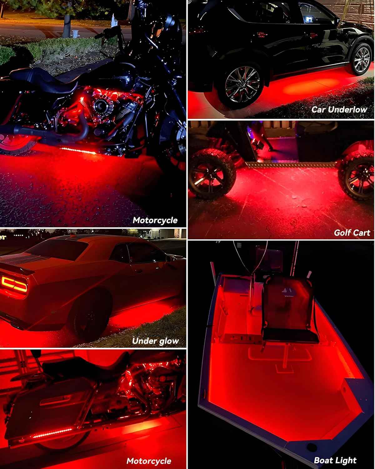 Keiurot 12V LED Light Strip – Outdoor Camping & Patio Car Truck Boat Accent Light, IP67 Waterproof 4-Pack