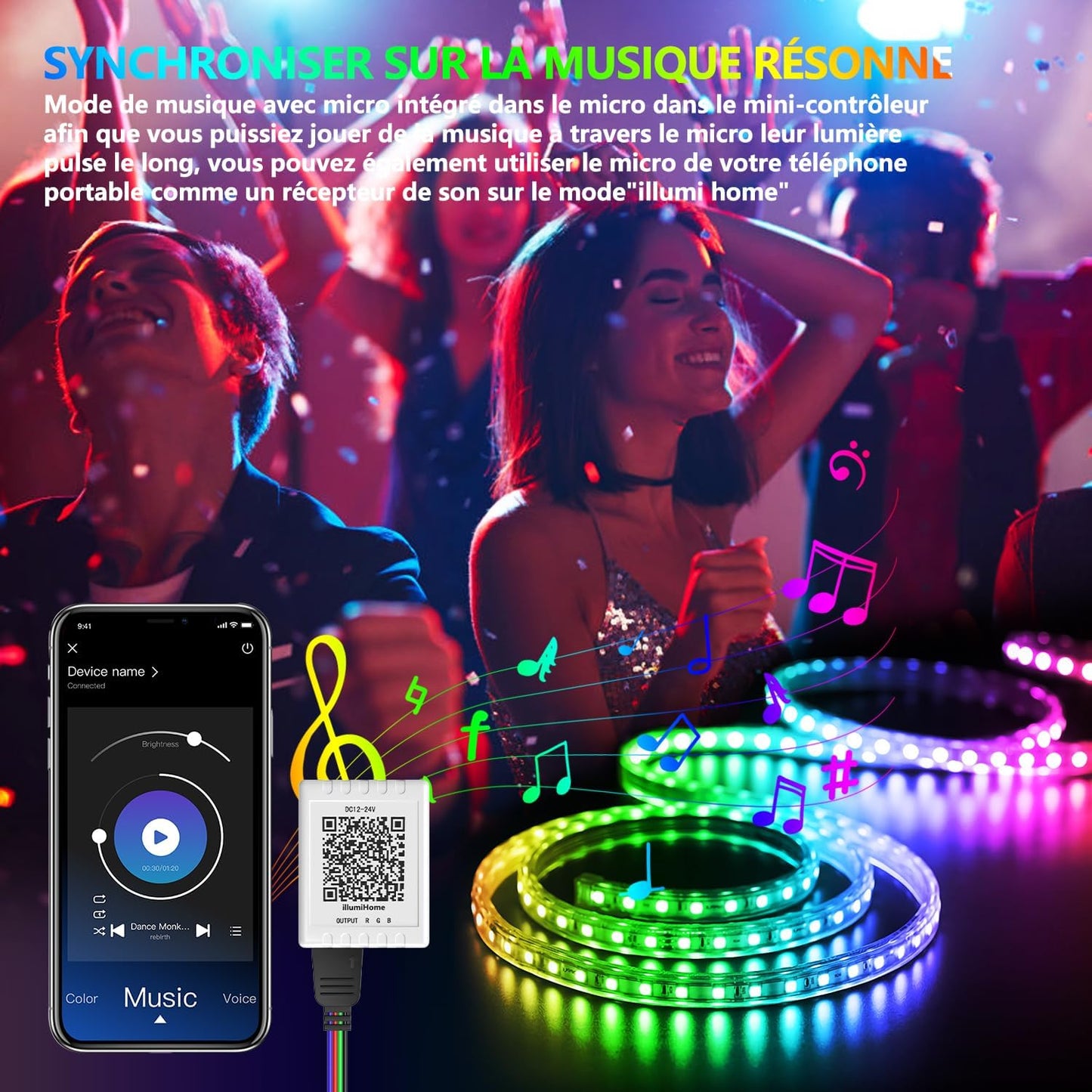 100ft rgb led strip with dimming and full color changing