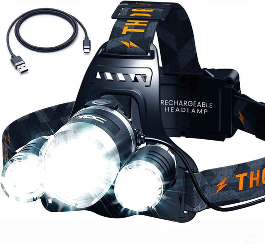 TDC Head Lamp Led Rechargeable - Emergency Strobe Headlamp for Power Outages and Storm Shelters