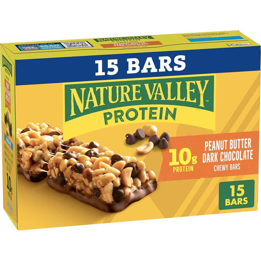Nature Valley Protein Chewy Bars – Desk Drawer Protein Snack for Home Office Workers, 10g Protein Salted Caramel Nut 15 Count