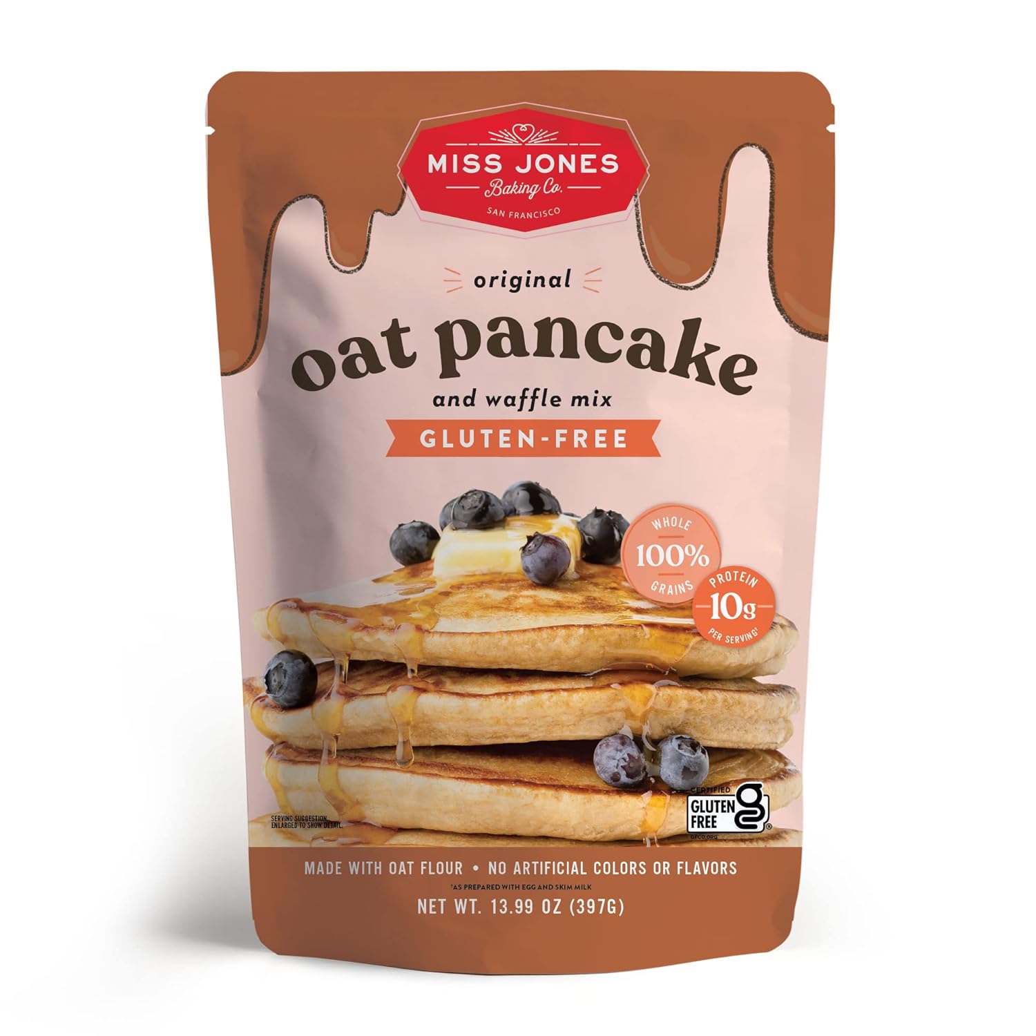 10g of protein per serving from whole grain oat flour