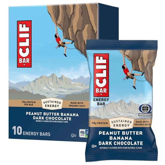 CLIF BAR Peanut Butter Banana Protein Bars – Clean-Label Plant-Based Snack for Post-Workout Recovery, 10g Protein, 10 Pack