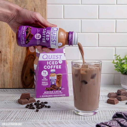 Quest Nutrition Iced Coffee Low-Sugar Protein Shake for Morning Routine and Wind-Down Self-Care, 1g Sugar Mocha Latte 4-Pack
