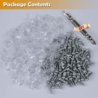 LuminEdge LED Strip Mounting Clips – Home Office Task Lighting Under-Shelf Holders, 100-Pack Clear Brackets