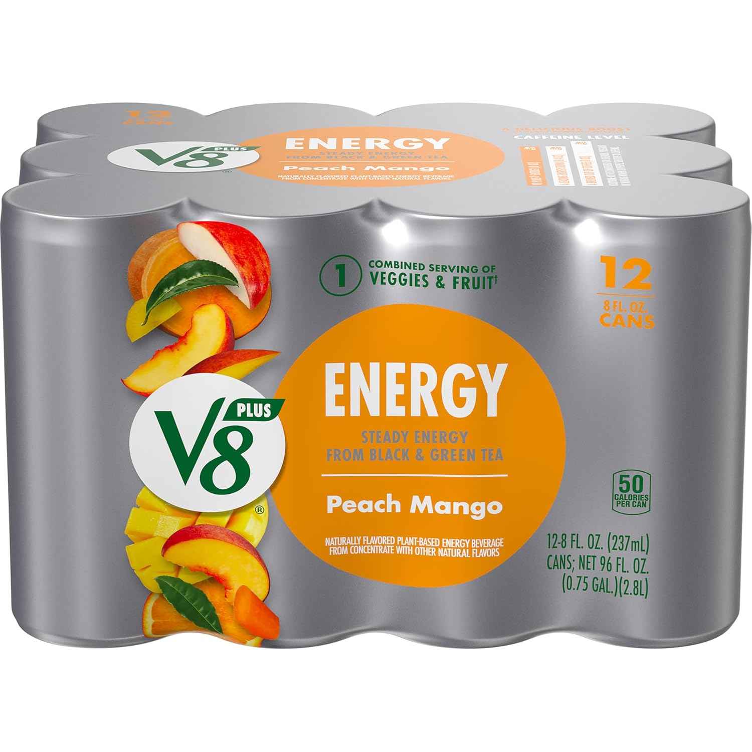 V8 +Energy Sparkling Strawberry Kiwi – Lightweight Pre-Workout Energy Drink for Gym and Trail