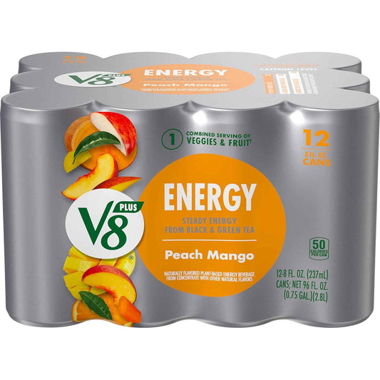 V8 +Energy Sparkling Strawberry Kiwi – Lightweight Pre-Workout Energy Drink for Gym and Trail
