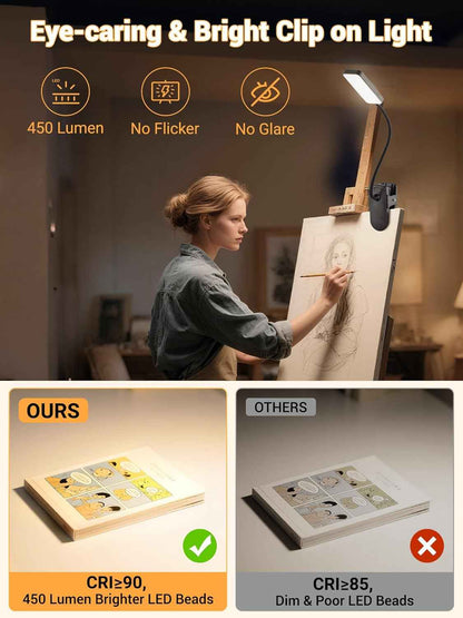 LuminGlow Pro Clip Lamp – Child Safe Bedside Lamp for Shared Bedroom and Bunk Bed, No Heat No Flicker LED