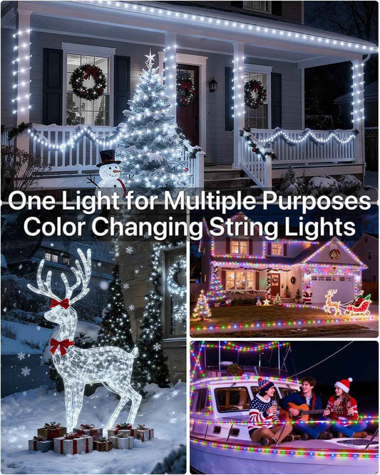 Lumify Outdoor Christmas Lights 206FT 600LED Color Changing String – Waterproof Patio and Backyard Ambiance for Open-Air Entertaining