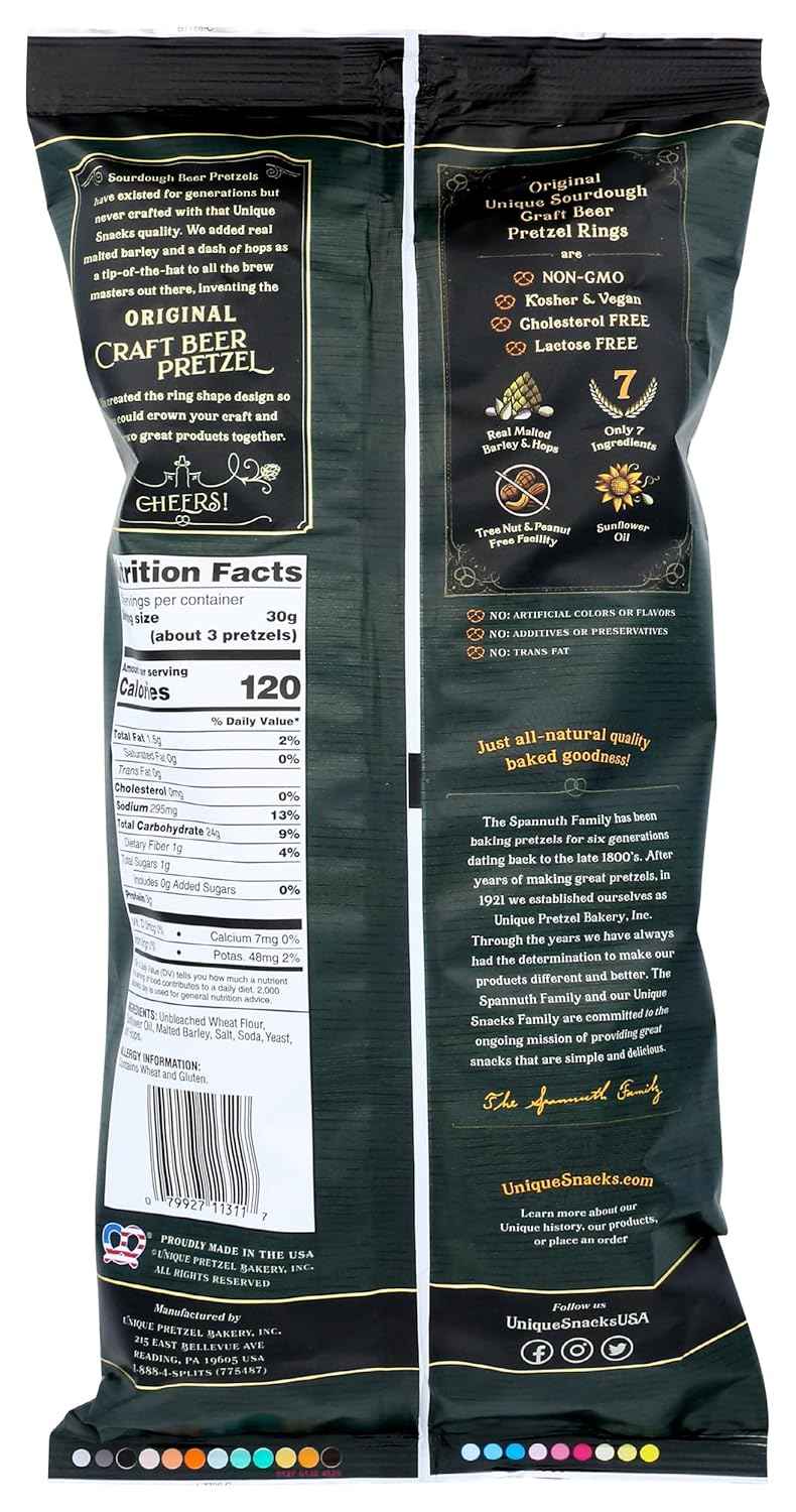 Unique Pretzel Sourdough Craft Beer Pretzel Rings 11 oz – Cleaner Office Snack for the Break Room and Desk Drawer