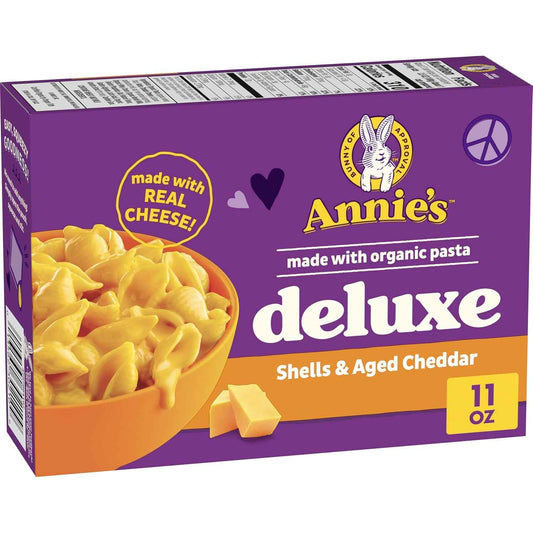 Annie's Homegrown Creamy Deluxe Shells & Aged Cheddar – Easy Stovetop Mac and Cheese for Picky Eaters and After-School Snacks, 11 oz