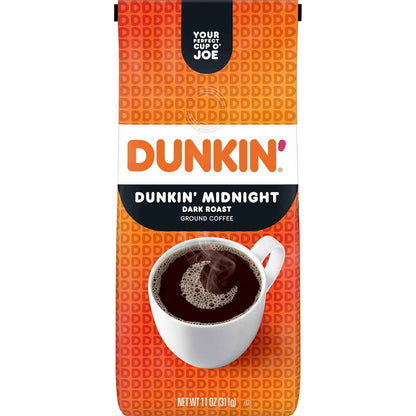 Dunkin' Midnight Dark Roast Coffee – Streamlined Morning Routine Coffee, No Pods or Subscriptions, 11 oz