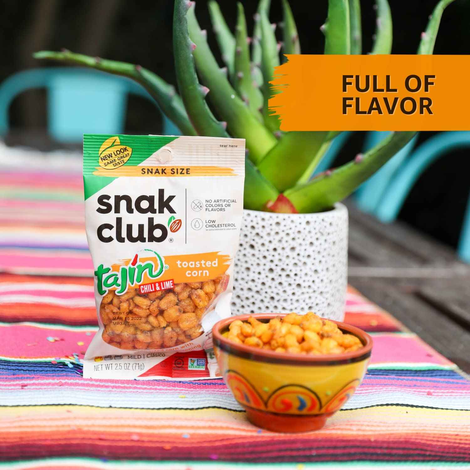 Snak Club Tajin Toasted Corn – Portable Travel Snack for Road Trips, Resealable Chili-Lime Corn Nuggets 11 oz