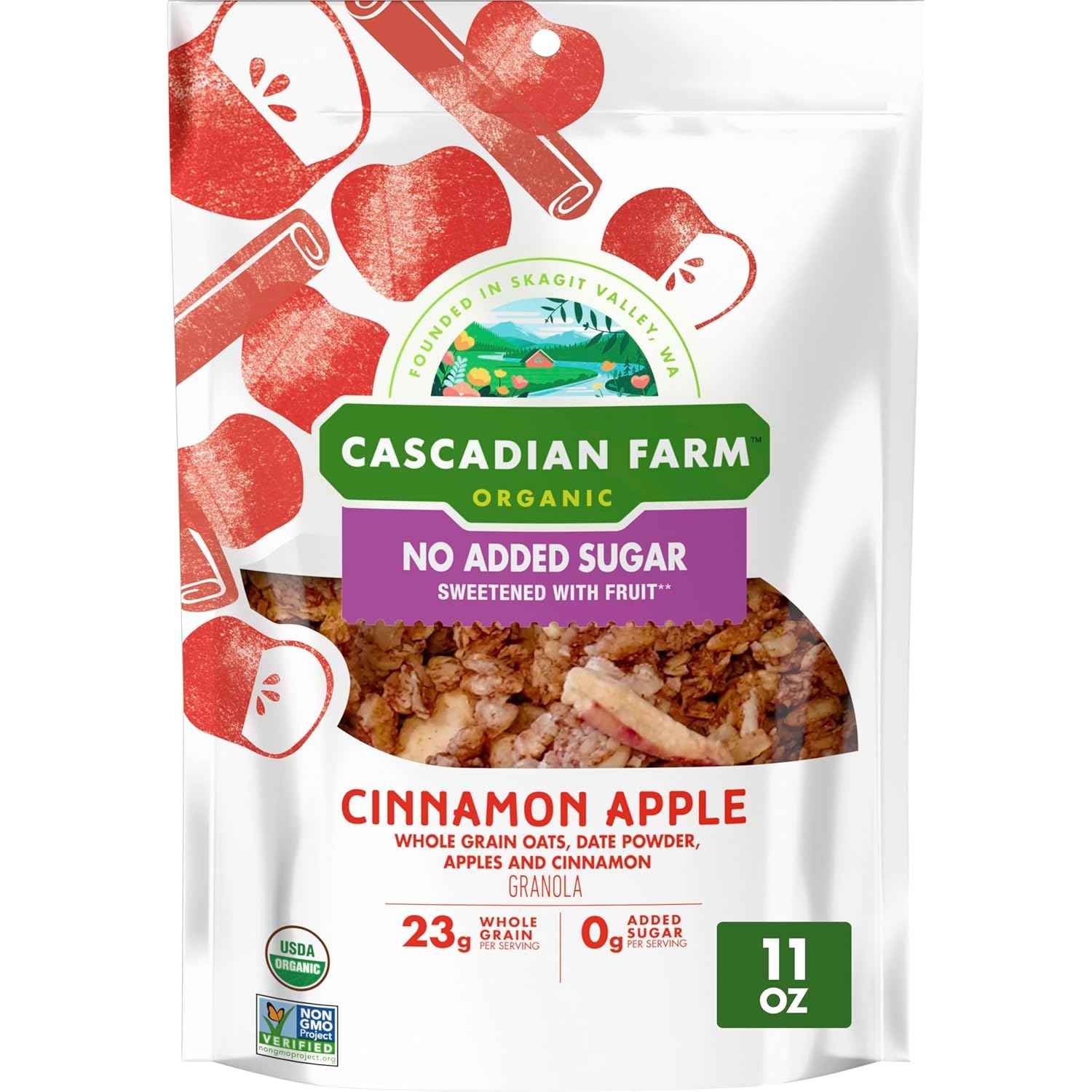 Cascadian Farm Organic Granola with No Added Sugar, Blueberry Vanilla Cereal Gift for Health-Conscious Friends and Holiday Breakfast Baskets