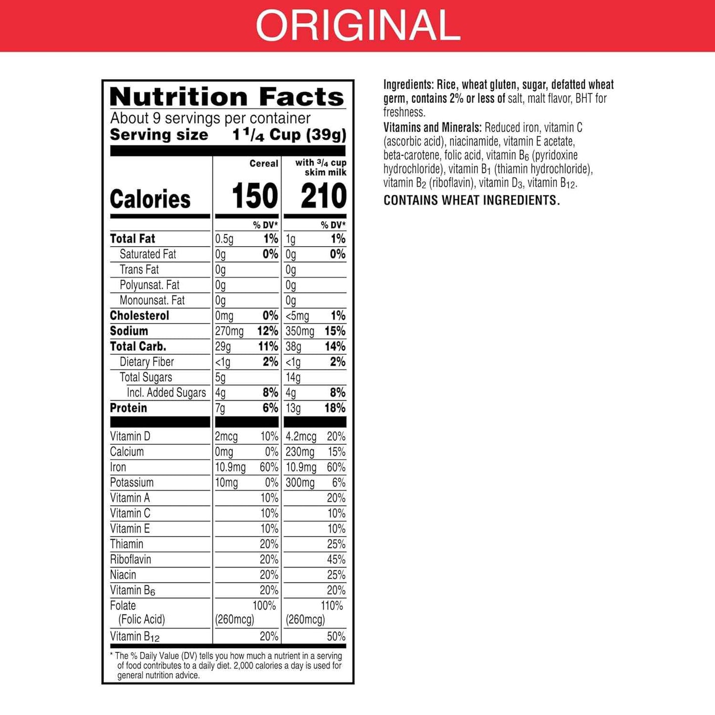 Kellogg's Special K Original Cereal – Wellness Pantry Staple for Weight-Management Routines, Ready-to-Eat Breakfast with 11 Vitamins and Minerals