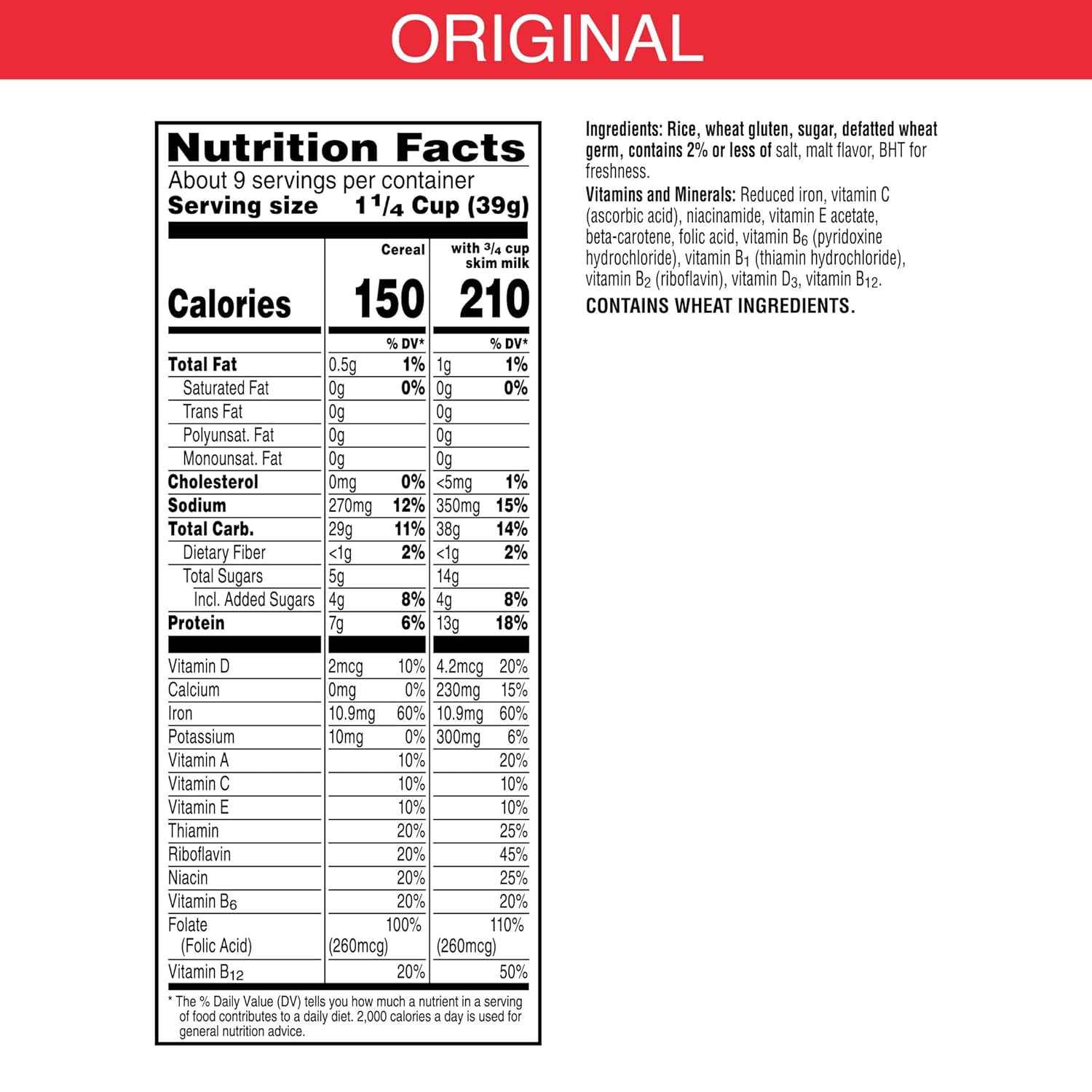 Kellogg's Special K Original Cereal – Wellness Pantry Staple for Weight-Management Routines, Ready-to-Eat Breakfast with 11 Vitamins and Minerals