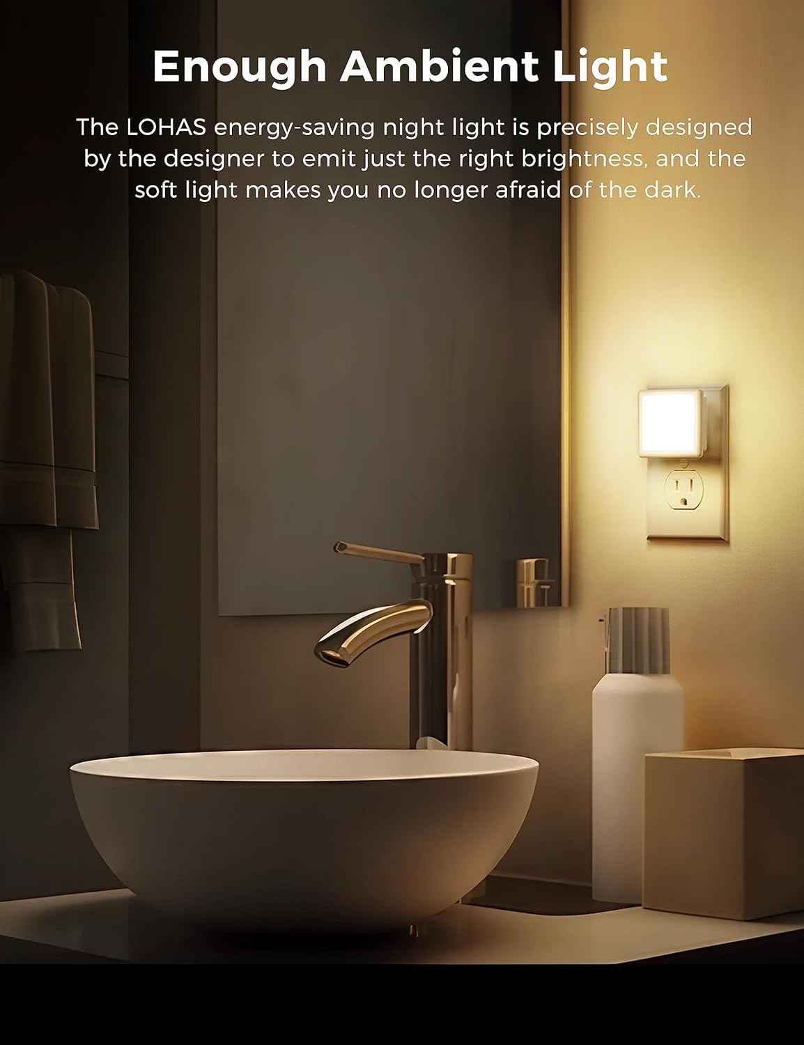 L LOHAS LED Night Light Plug – Dusk-to-Dawn Hallway Safety Light for Elderly, Auto On/Off Sensor