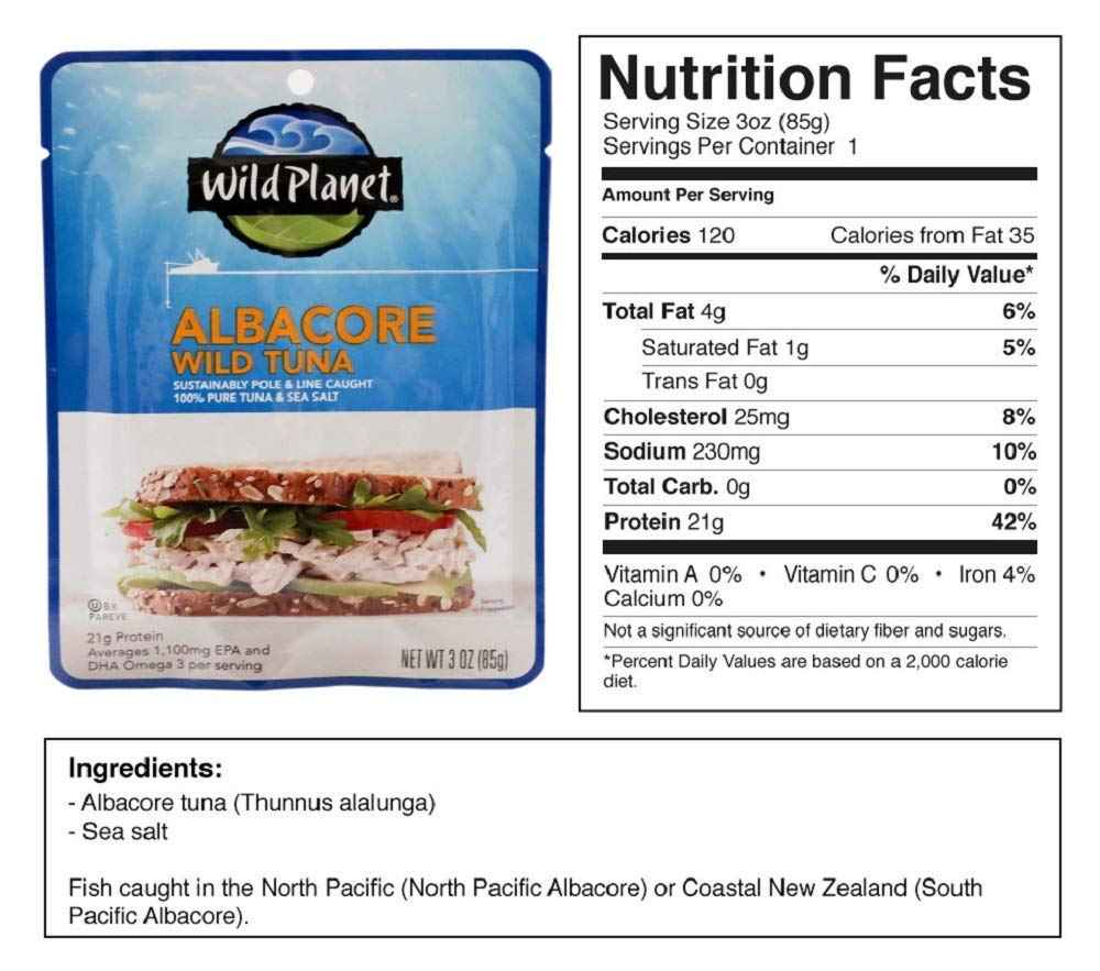 Wild Planet Wild Albacore Tuna – Clean Ingredient Pantry Staple, Foil Pouch No Fillers