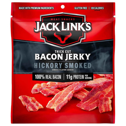 Jack Link's Bacon Jerky, Hickory Smoked – Keto Friendly High Protein Snack for Low Carb Diets and Macro Tracking