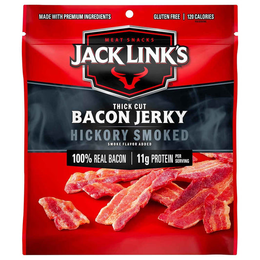 Jack Link's Bacon Jerky, Hickory Smoked – Keto Friendly High Protein Snack for Low Carb Diets and Macro Tracking