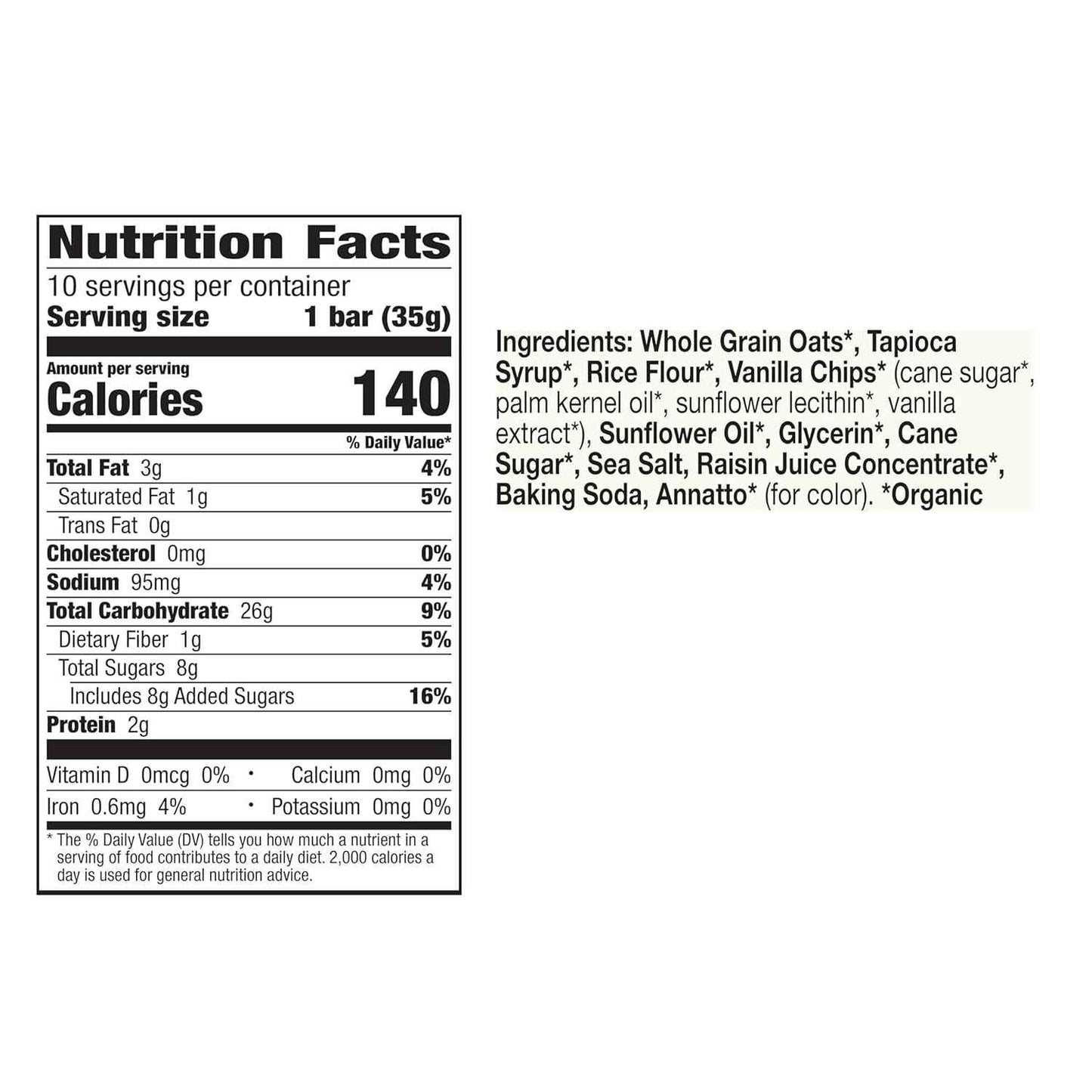 Cascadian Farm Organic Vanilla Chip Chewy Granola Bars – Safe After-School Snack for Children with Allergies, 10ct Box