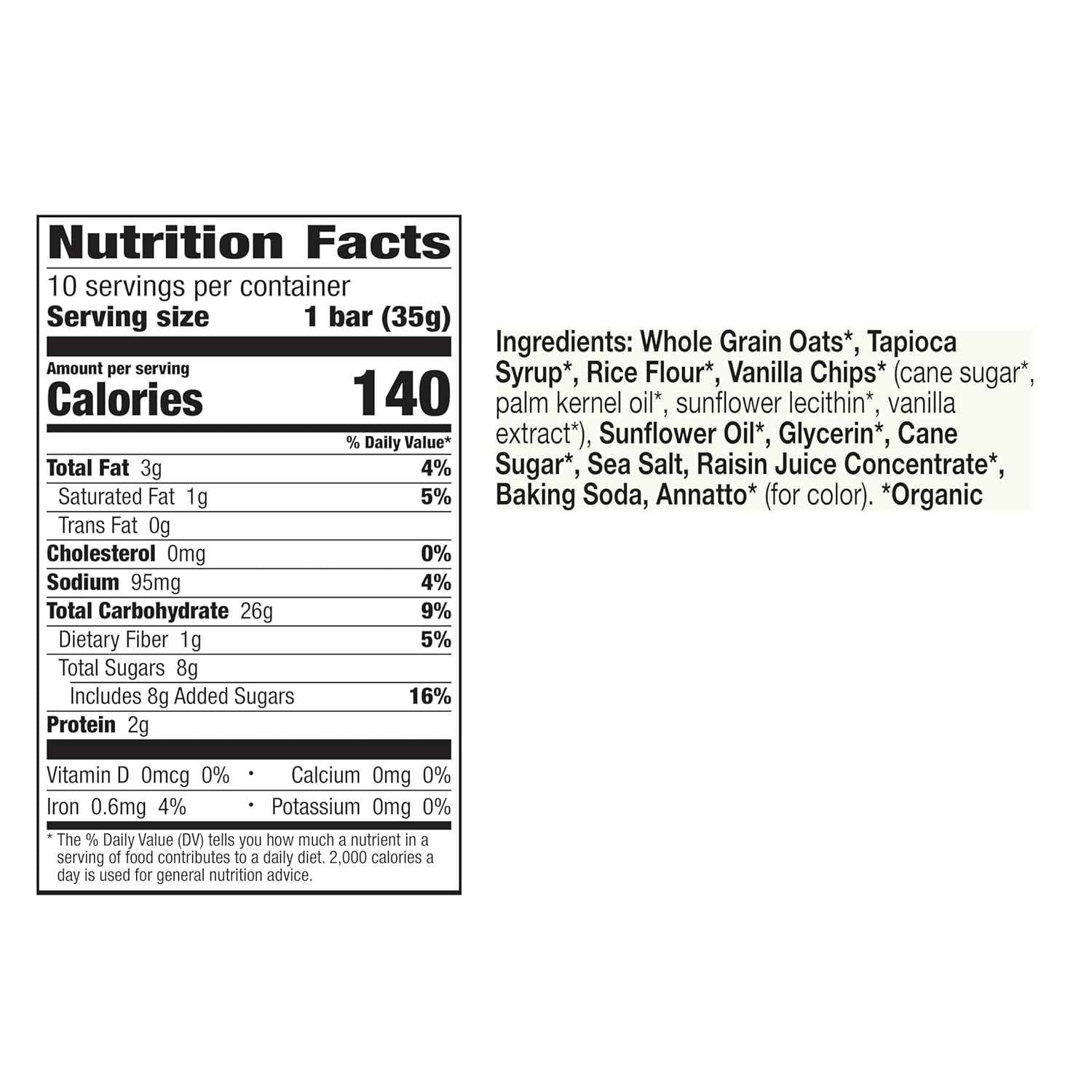 Cascadian Farm Organic Vanilla Chip Chewy Granola Bars – Safe After-School Snack for Children with Allergies, 10ct Box