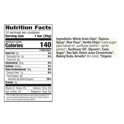 Cascadian Farm Organic Vanilla Chip Chewy Granola Bars – Safe After-School Snack for Children with Allergies, 10ct Box
