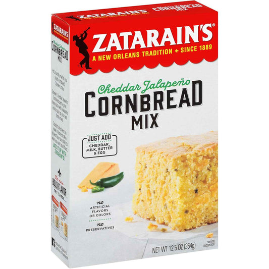 Zatarain's Cheddar Jalapeño Cornbread Mix – Clean-Label Comfort Side for Mindful Home Cooks, No Artificial Flavors or Colors