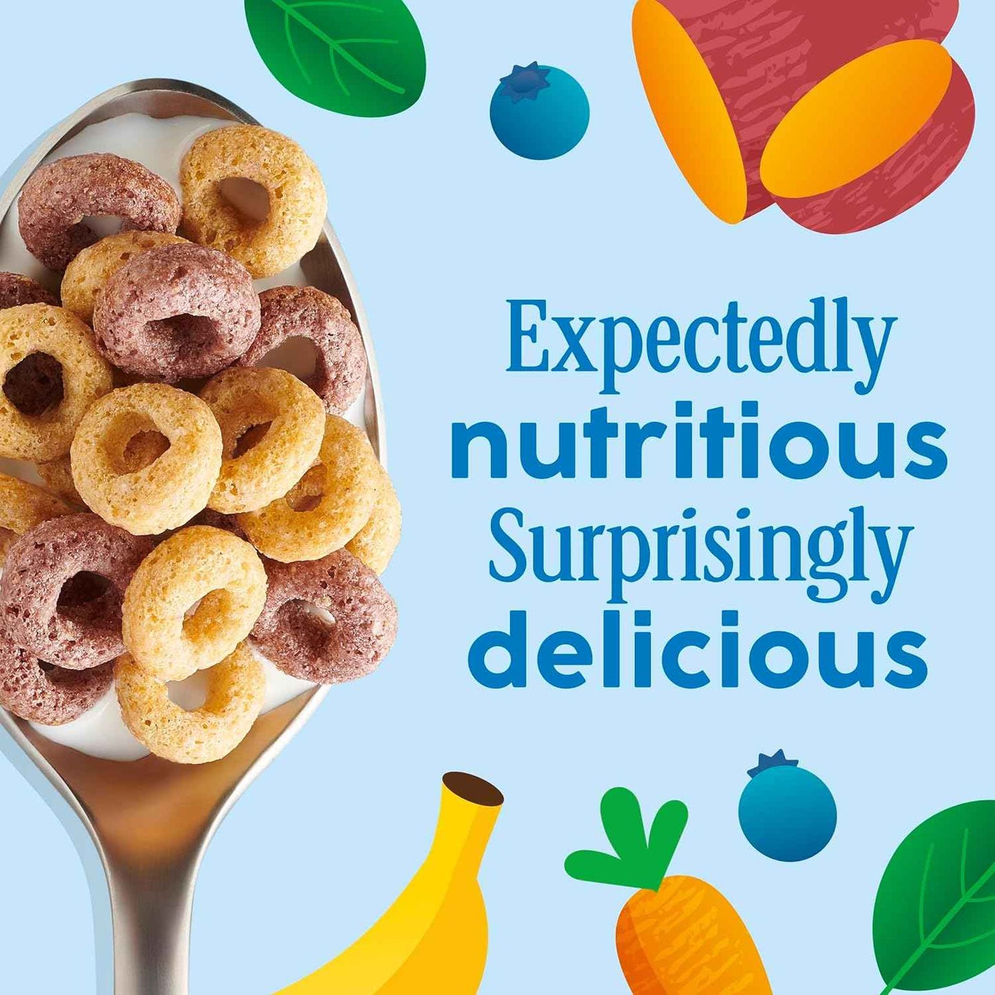 Cheerios Veggie Blends Blueberry Banana Cereal – Toddler-Friendly Gluten Free Cereal for the Breakfast Table and Playdate Snack Bowl