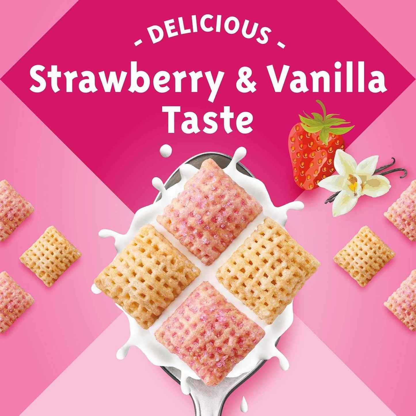 Strawberry Vanilla Chex Gluten Free Cereal – Better for You Breakfast Bowl with 13g Whole Grain per Serving