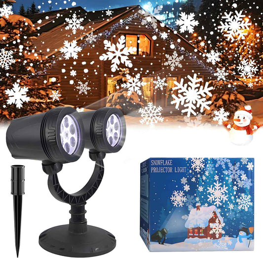 LUMENAURA Snowflake Projector Light – Cozy Living Room & Bedroom Christmas Decor, Dual-Head LED Ambient Lamp