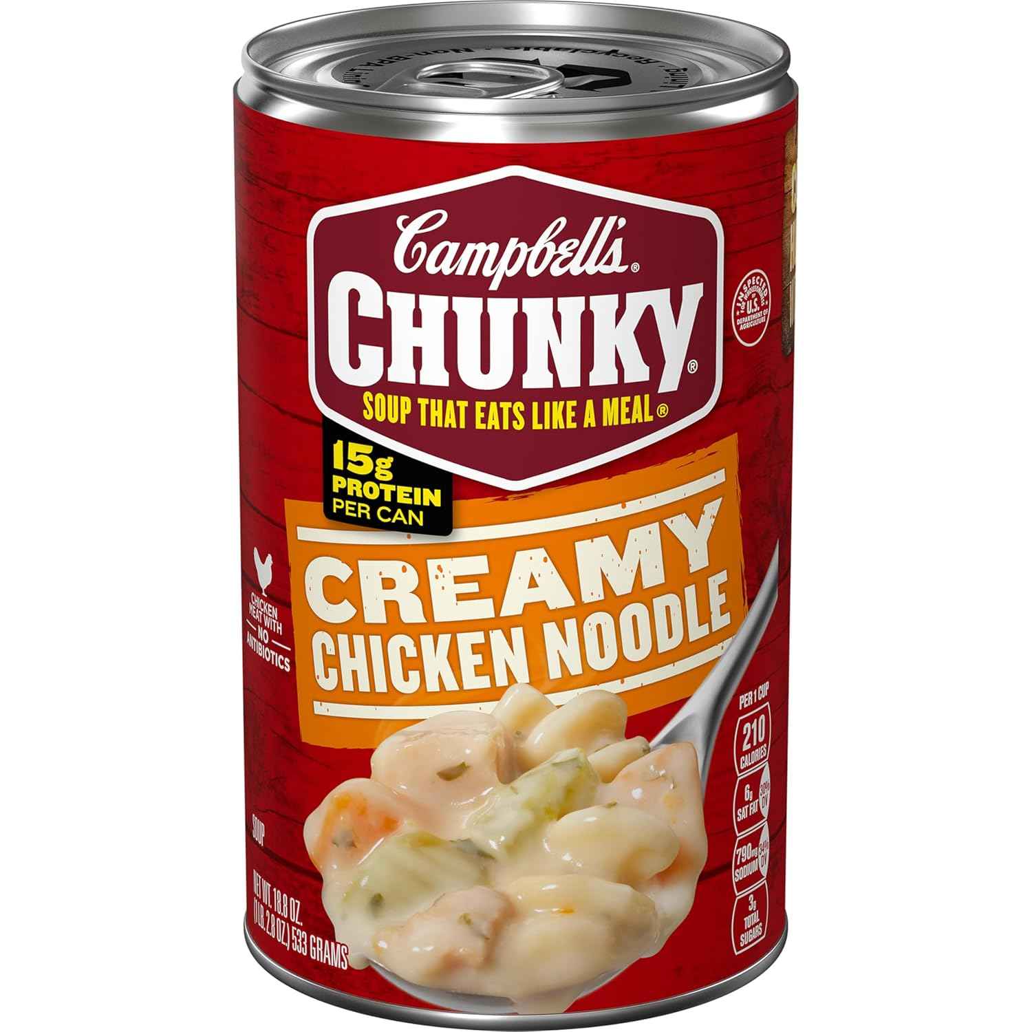 Campbell's Chunky Creamy Chicken Noodle Soup – Hot Camping Lunch for Outdoor Weekends, Pull-Tab Easy Open